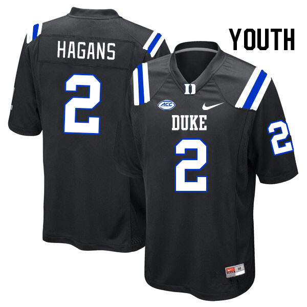 Youth #2 Sahmir Hagans Duke Blue Devils College Football Jerseys Stitched Sale-Black